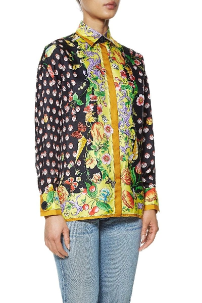 Pre-owned Versace Black Silk Ladybug & Butterfly Shirt