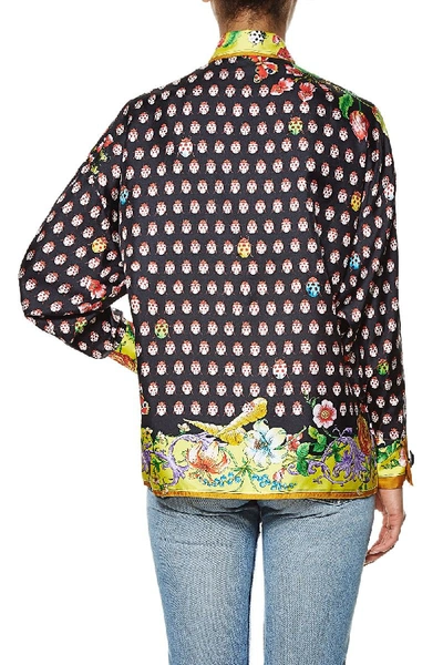 Pre-owned Versace Black Silk Ladybug & Butterfly Shirt