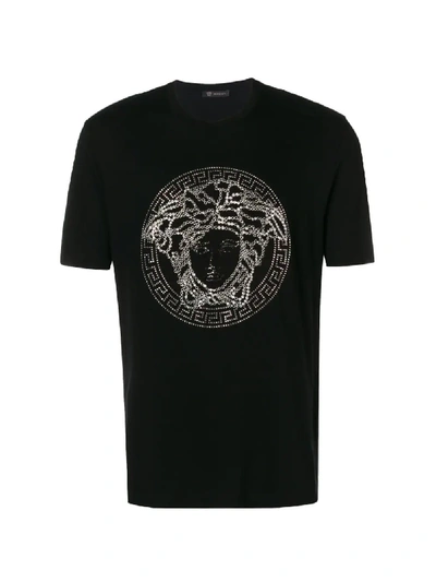 Shop Versace Embellished Medusa T-shirt In Black