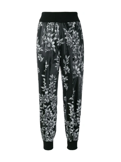 Shop Fendi Floral Tapered Trousers In Black