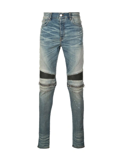 Shop Amiri Moto Skinny-fit Jeans In Blue