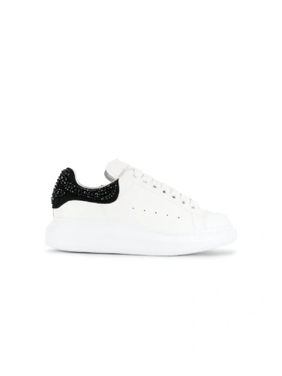 Shop Alexander Mcqueen Embellished Lace Up Sneakers In White