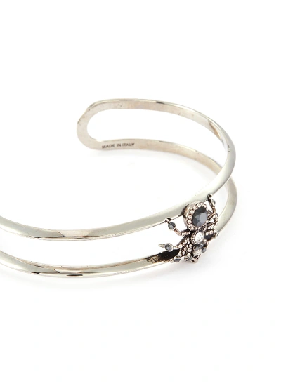 Shop Alexander Mcqueen Swarovski Crystal Pavé Spider Cuff Bracelet In Metallic