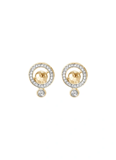 Shop John Hardy 'dot' Diamond 18k Yellow Gold Stud Earrings In Metallic