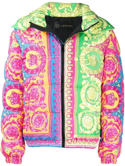 Shop Versace Multicolor Polyester Down Jacket