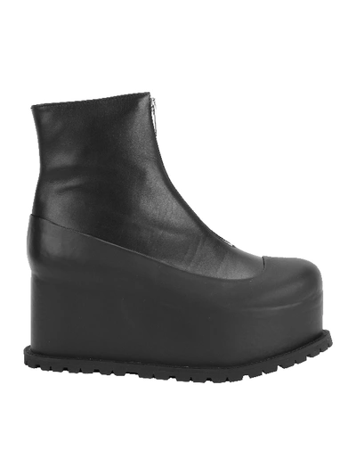 Shop Sacai Black Leather Ankle Boots