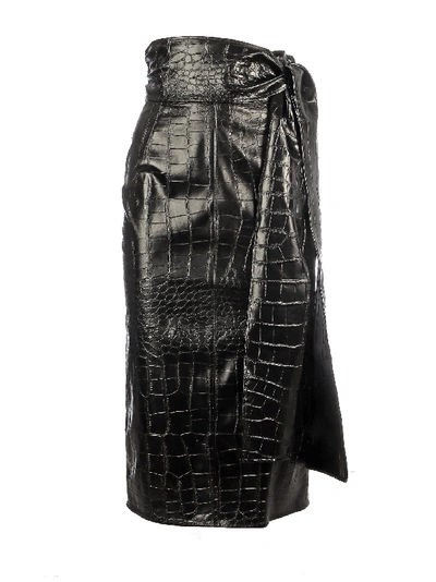 Shop Msgm Black Polyurethane Skirt