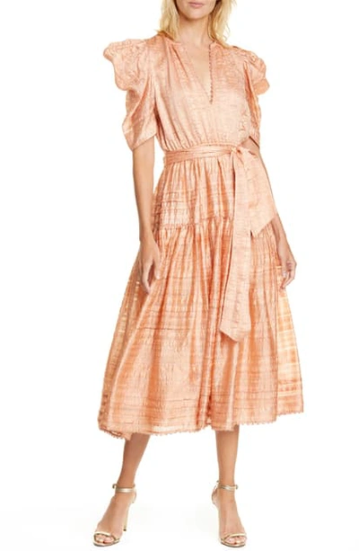 Shop Ulla Johnson Eudora Textured Midi Dress In Rose