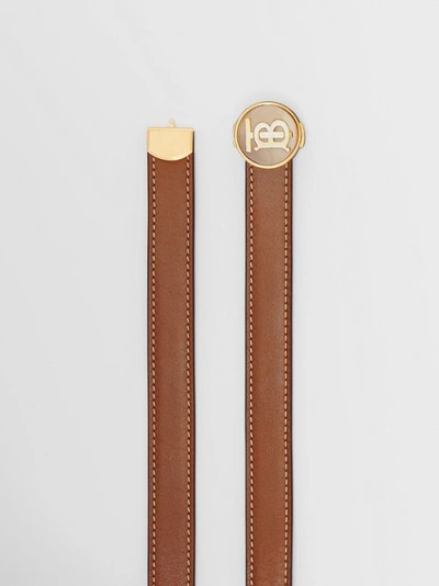 Shop Burberry Monogram Motif Leather Belt In Tan