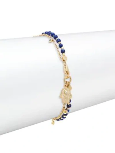 Shop Astley Clarke Women's 14k Yellow Goldplated, Lapis & White Sapphire Hamsa Biography Charm Bracelet