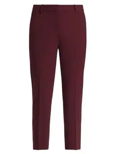 Shop Theory Women's Treeca Skinny-leg Cropped Good Wool Suiting Pants In Mulberry