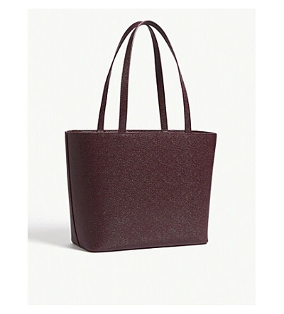 Shop Ted Baker Jjesica Bow Detail Pebbled Leather Tote In Oxblood