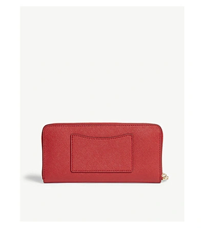 Shop Michael Michael Kors Jet Set Leather Continental Wallet In Bright Red
