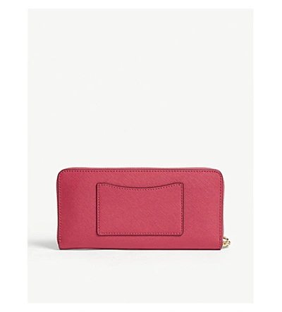 Shop Michael Michael Kors Jet Set Leather Continental Wallet In Ultra Pink