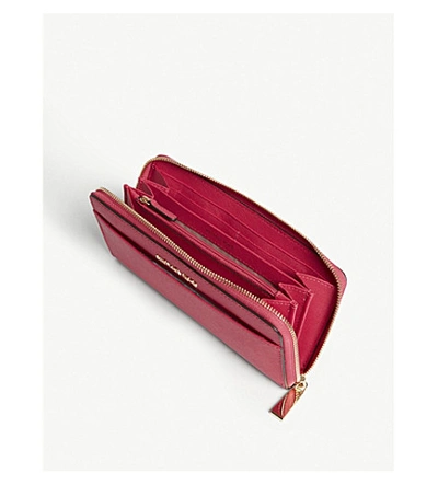 Shop Michael Michael Kors Jet Set Leather Continental Wallet In Ultra Pink