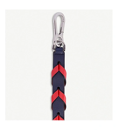 Shop Loewe Thin Braided Leather Strap In Navy/red