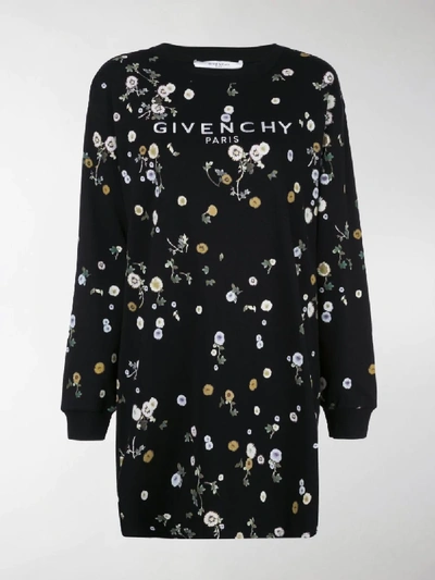 Shop Givenchy Floral T-shirt Dress In Black