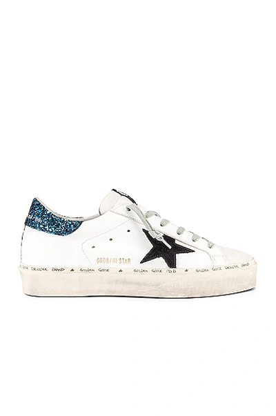 Shop Golden Goose Hi Star Sneaker In White, Black & Blue Glitter