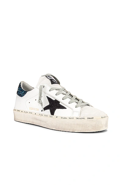 Shop Golden Goose Hi Star Sneaker In White, Black & Blue Glitter