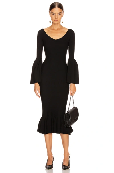 Shop Stella Mccartney Peplum Midi Dress In Black