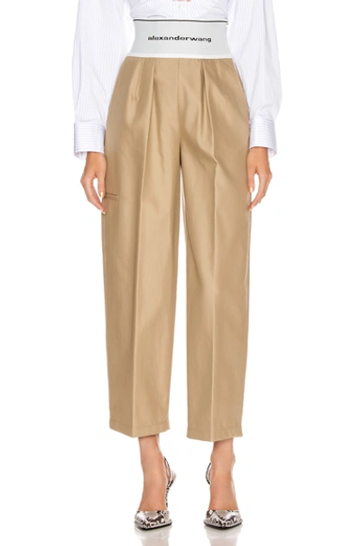 Shop Alexander Wang Elastic Logo Waist Trouser In Trench