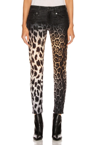 Shop R13 Boy Skinny In Animal Print,black,ombre & Tie Dye,white In Black Faded Leopard