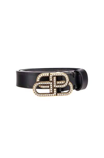 Shop Balenciaga Bb Strass Belt In Black