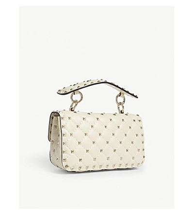 Shop Valentino Rockstud Small Quilted Leather Shoulder Bag In Light Ivory