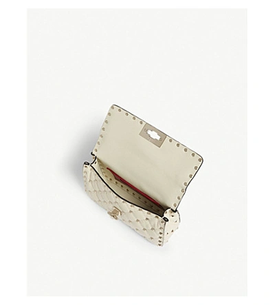 Shop Valentino Rockstud Small Quilted Leather Shoulder Bag In Light Ivory
