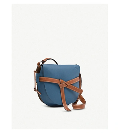 Shop Loewe Gate Leather Shoulder Bag In Varsity Blue/pecan