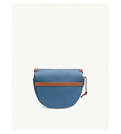 Shop Loewe Gate Leather Shoulder Bag In Varsity Blue/pecan