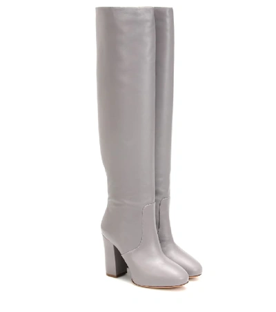 Shop Dries Van Noten Leather Over-the-knee Boots In Grey