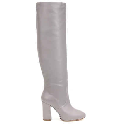 Shop Dries Van Noten Leather Over-the-knee Boots In Grey
