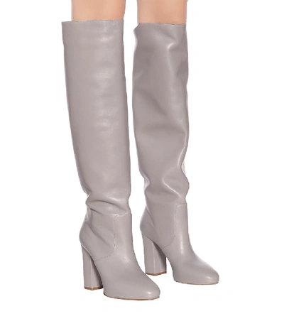 Shop Dries Van Noten Leather Over-the-knee Boots In Grey