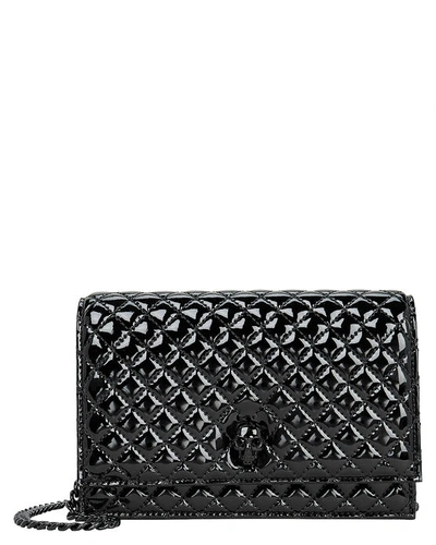 Shop Alexander Mcqueen Quilted Patent Leather Skull Crossbody In Black