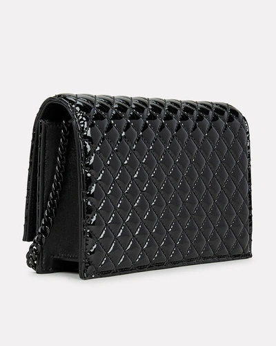 Shop Alexander Mcqueen Quilted Patent Leather Skull Crossbody In Black