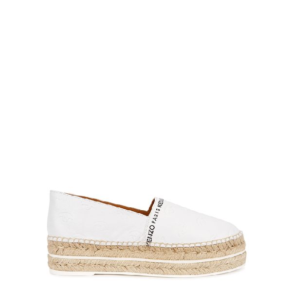 kenzo white leather espadrilles