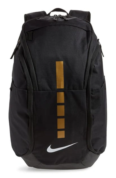 Shop Nike Hoops Elite Pro Team Backpack In Black/ Metallic Gold/ White