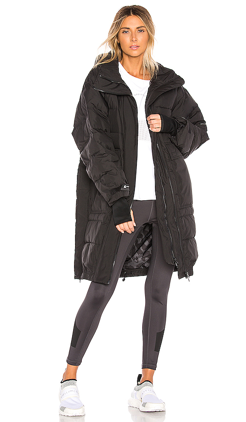 Adidas By Stella Mccartney Long Padded Jacket In Black Modesens