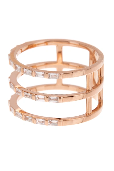 Shop Ef Collection 14k Rose Gold Triple Baguette Diamond Spiral Ring - Size 7 - 0.33 Ctw