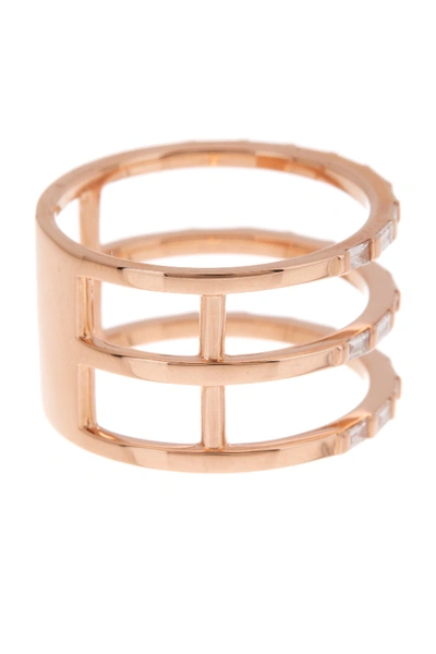 Shop Ef Collection 14k Rose Gold Triple Baguette Diamond Spiral Ring - Size 7 - 0.33 Ctw
