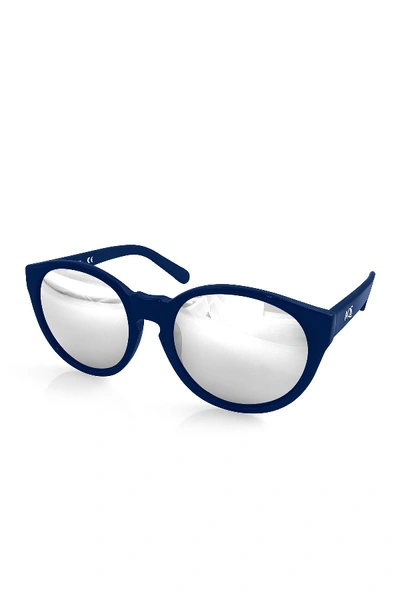 Shop Aqs Daisy 53mm Rounded Sunglasses In Dark Blue