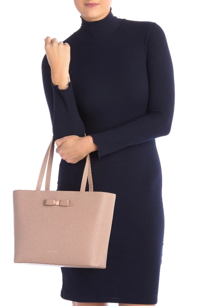 Shop Ted Baker Jessica Leather Tote In Taupe