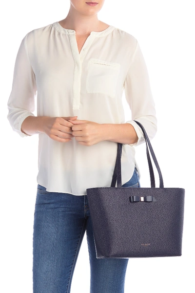 Shop Ted Baker Jessica Leather Tote In Navy