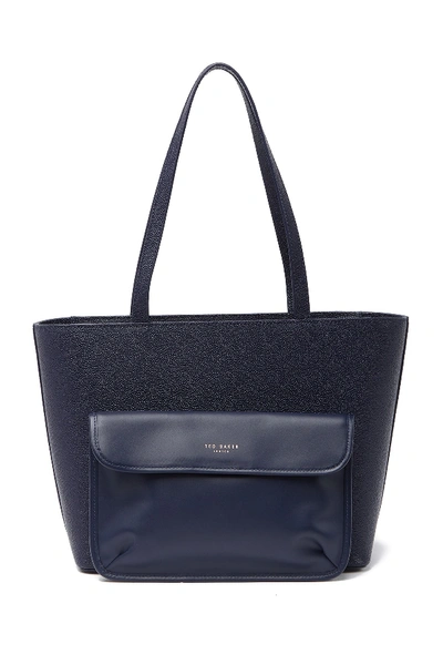 Shop Ted Baker Jessica Leather Tote In Navy
