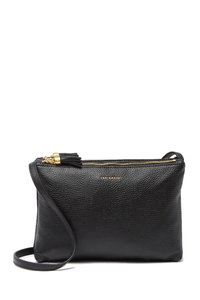 Shop Ted Baker Macey Double Zip Leather Crossbody Bag In Black