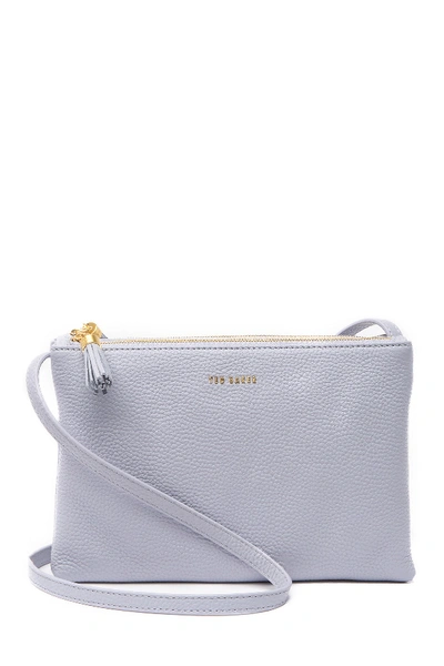 Shop Ted Baker Macey Double Zip Leather Crossbody Bag In Lt-purple