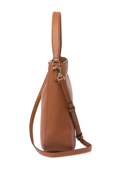 Shop Kate Spade Jackson Leather Medium Shoulder Bag In Warm Gingerbread