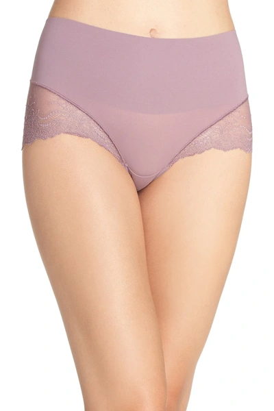 Shop Spanx Undie-tectable Lace Hipster Panties In Mulberry Shadow