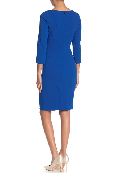 Shop Calvin Klein V-neck Seamed 3/4 Sleeve Dress In Capri